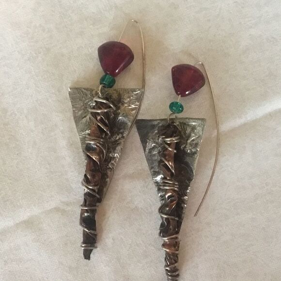 Sterling Wire Artisan Crafted  Earrings - Picture 1 of 7